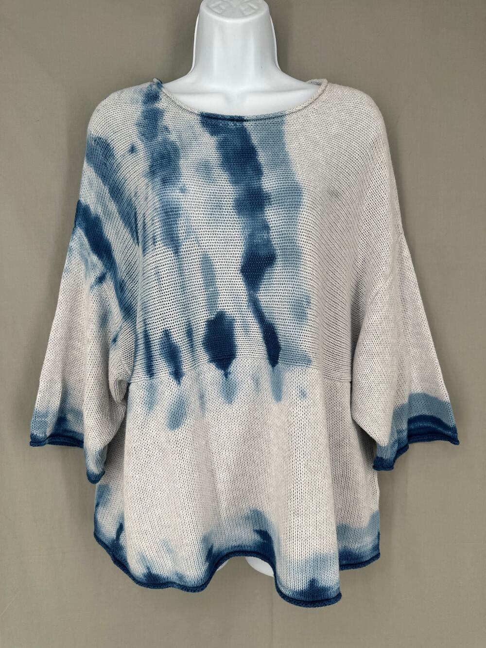 J Jill Sweater Womens Small Blue Tie Dye Knit Beachy Oversized Boho Loose Flowy